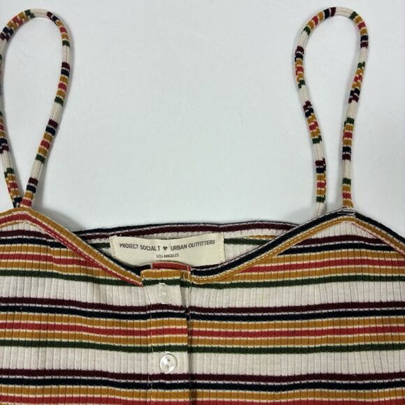 ⭐️ Project Social T Urban Outfitters Tank Top Crop Sz M Rainbow Kidcore - Picture 3 of 6